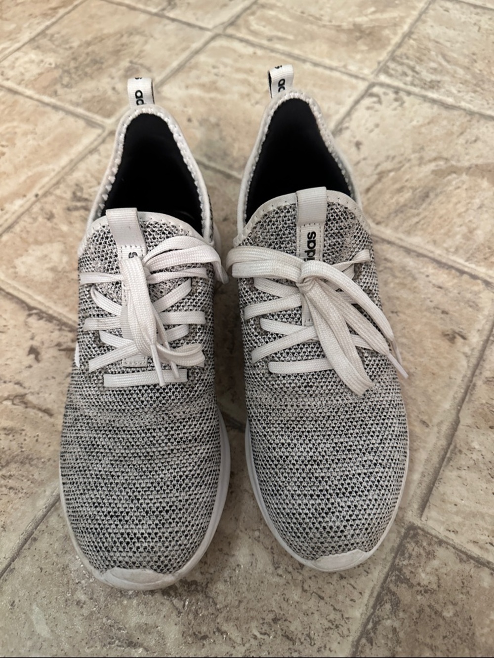 adidas Women's Knit Running Shoes in Gray and White